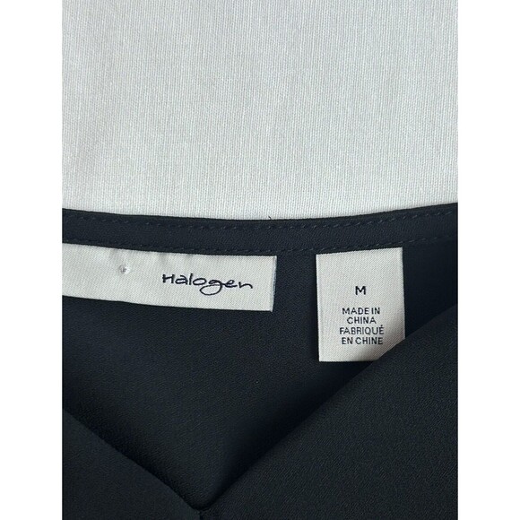 Halogen Womens Long Sleeve Ruffle Neck Size Med Black Shirt - Picture 9 of 10